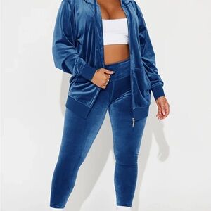 Fashion Nova OG Friend Soft Velour Legging Set - Navy size XL